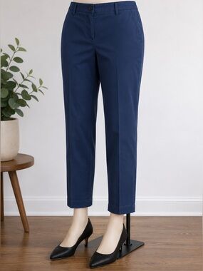 Eileen Fisher Navy Organic Cotton Ankle Chino Pants Women’s Size 10